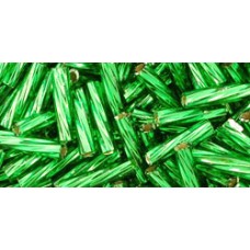 Японский крученый стеклярус TOHO Beads 9мм Silver-Lined Grass Green (27B)